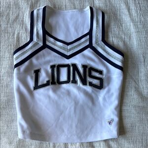 Lions Kids Cheerleading Top - White and Navy